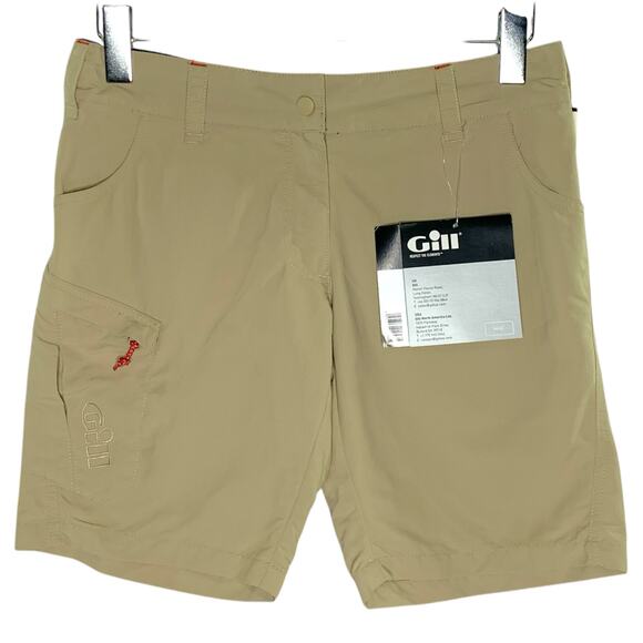 Gill 4 NEW Womens UV Tec Sailing Shorts Khaki 9" Inseam Outdoor Travel Active - Picture 1 of 9